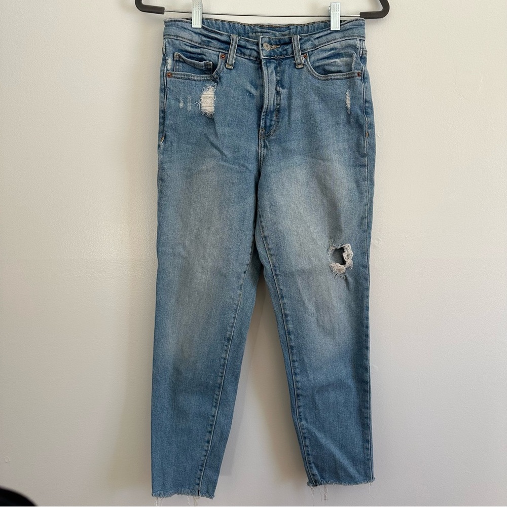 Old Navy O.G. Straight high rise light distressed jeans raw edge hem